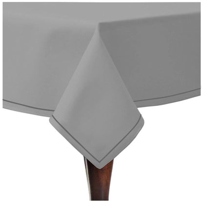 Single Embroidery Border Sateen Cotton Solid Table Cloth - Light Grey