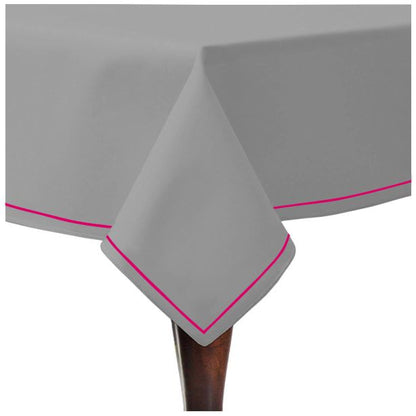 Single Embroidery Border Sateen Cotton Solid Table Cloth - Light Grey