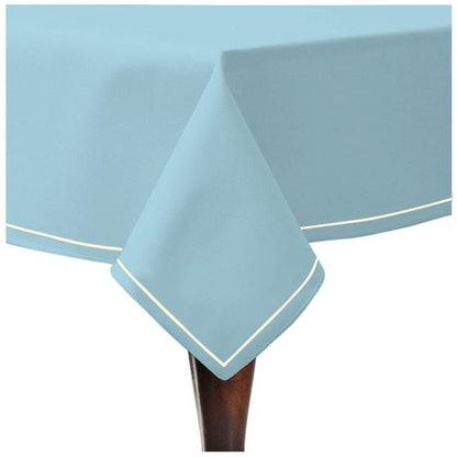 Single Embroidery Border Sateen Cotton Solid Table Cloth - Light Blue