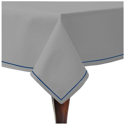 Single Embroidery Border Sateen Cotton Solid Table Cloth - Light Grey