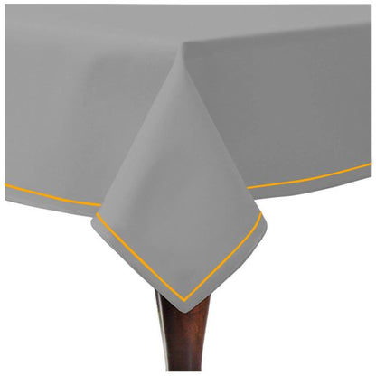 Single Embroidery Border Sateen Cotton Solid Table Cloth - Light Grey