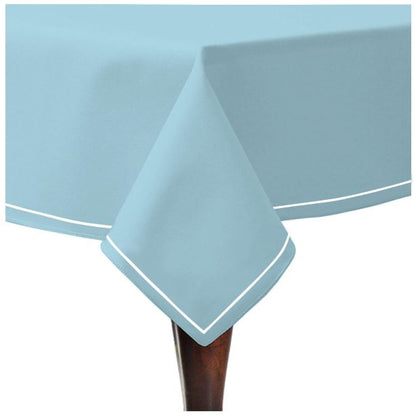 Single Embroidery Border Sateen Cotton Solid Table Cloth - Light Blue
